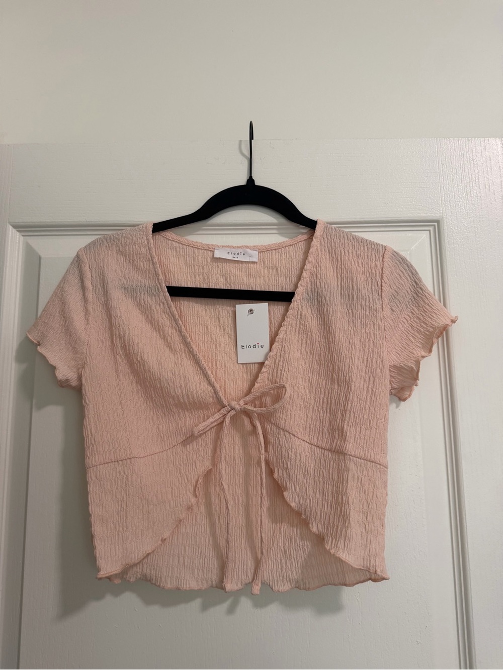 Elodie Blush Pink Tie-Front Cropped Top